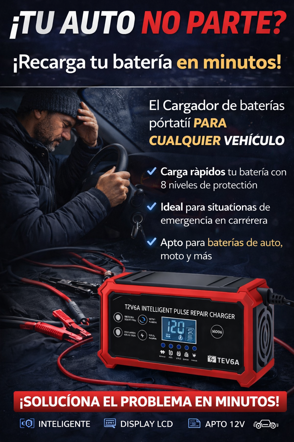 Cargador Inteligente Reparador De Baterías Para Auto