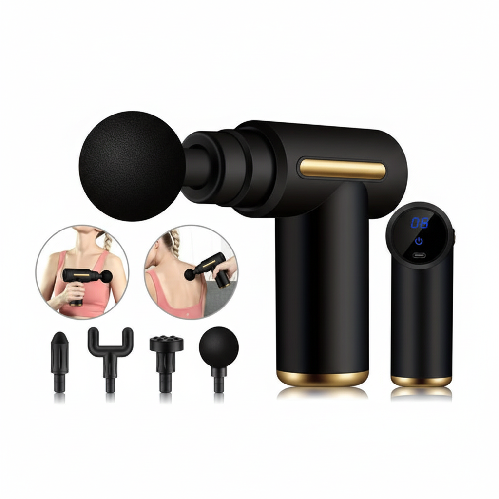 Pistola Masajeadora Profesional con 4 cabezales